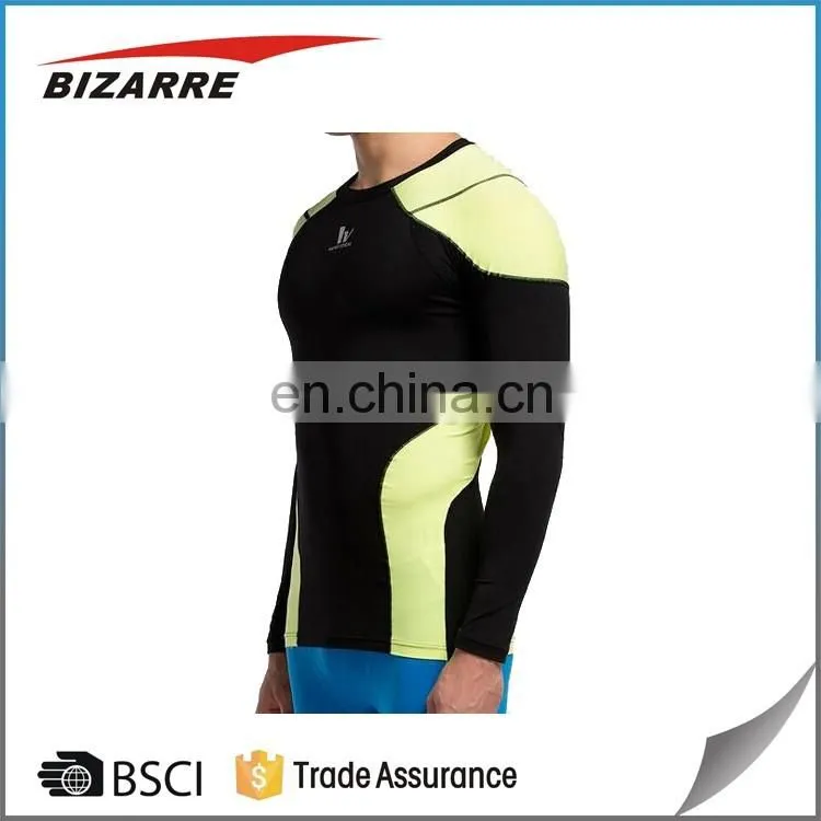 Custom sublimation pint compression shirt ,dri fit mens long sleeve gym wear