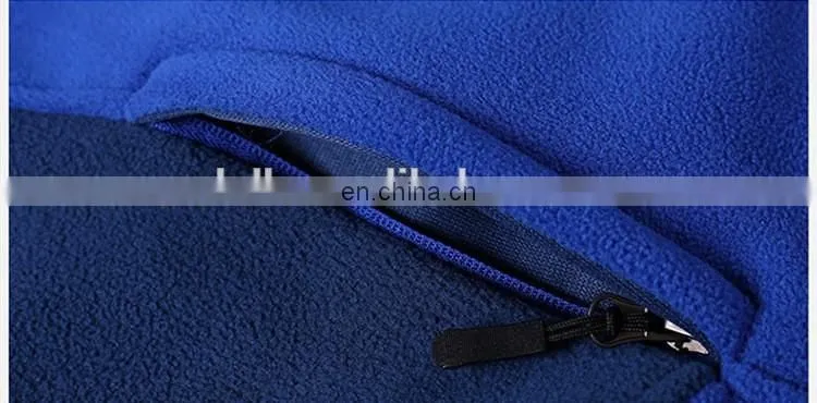 Outdoor sport wear blue plain zip up windbreaker warm polar fleece jacket for men