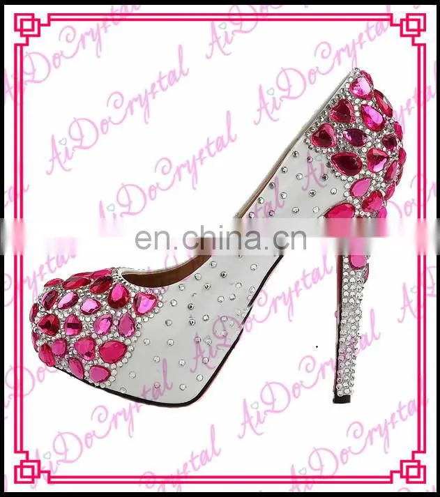 Aidocrystal Purple Luxury Crystal Diamonds Heels Pumps Wedding Shoes handmade high heels for women