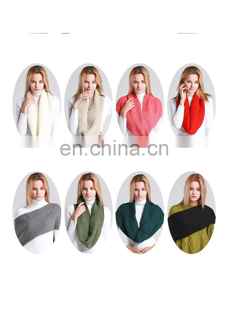 2018 Popular young girl solid color fashion scarves oversize loop scarf knitting