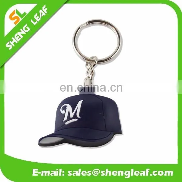 Custom cap shaped 3D logo soft pvc rubber keychain