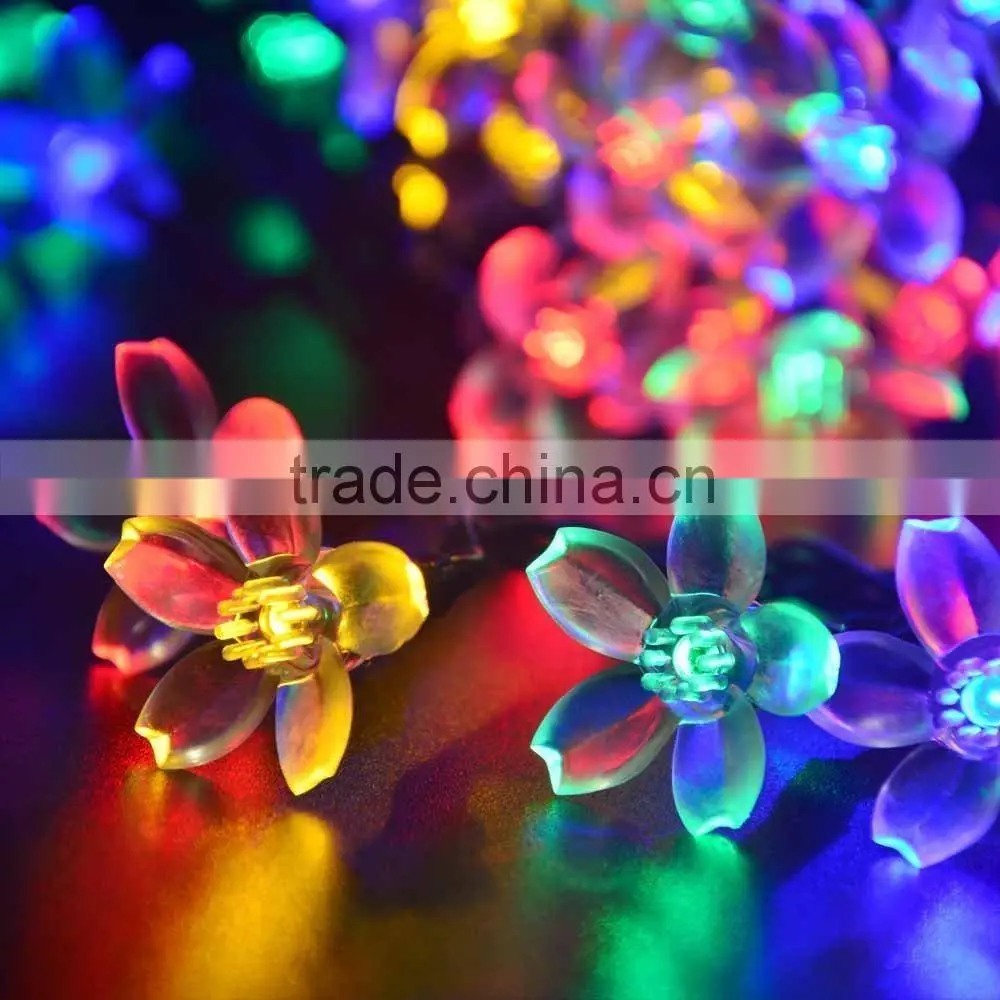 50 LED 7M Peach Blossom Shape Solar Powered String Fairy Lights for Indoor Outdoor Garden Christmas Wedding Party