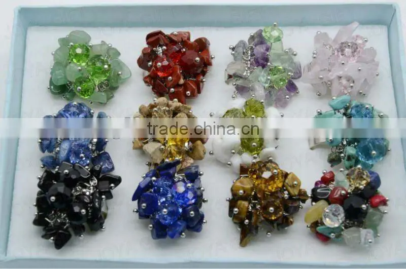 Magneite Chip stone Stretch Seed Glass beads Ring