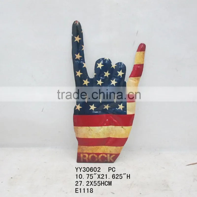 hands shape embossed tin sign, metal wall decor