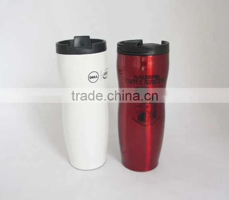 14oz high quality custom non spill double wall stainless steel thermos travel mug with screw lid