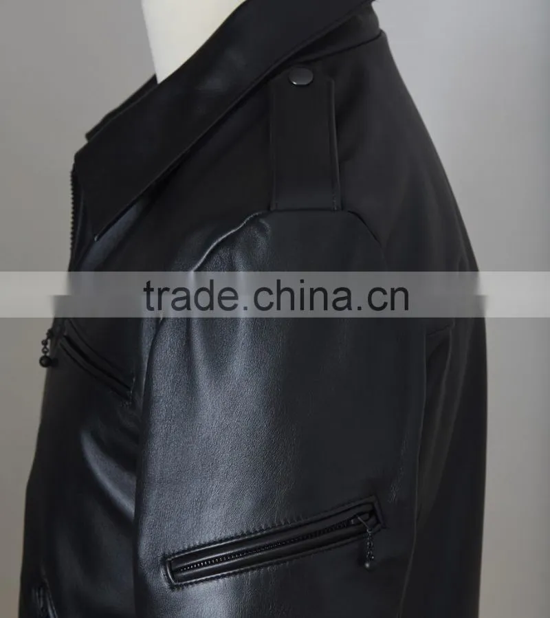 man leather jacket made of black genuine sheep skins