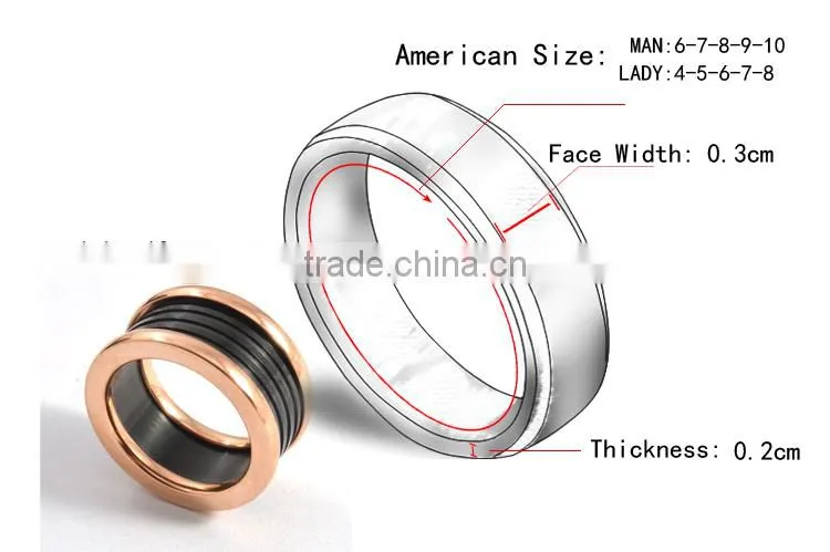 Rose gold ring napkin rings women black ceramic rings stainless steel