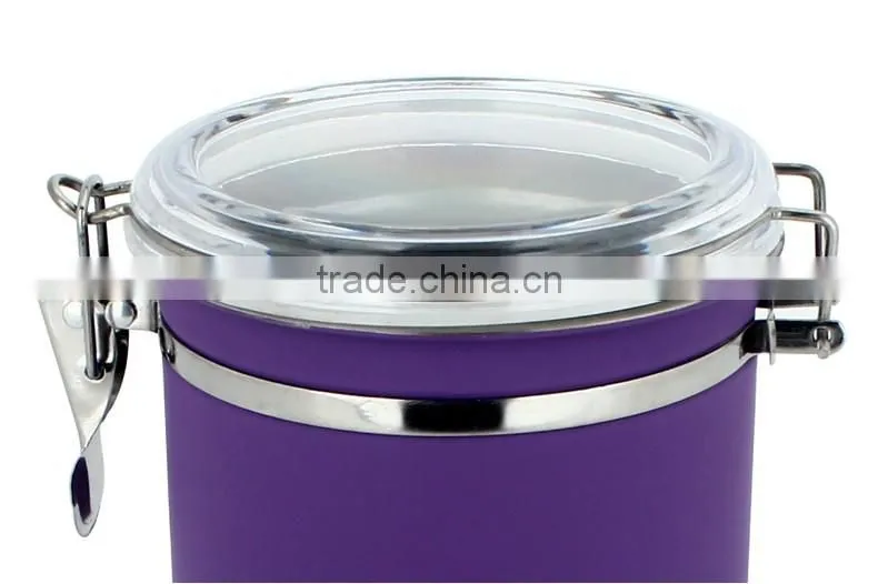 3pcs colorful stainless steel canister jar sets/kitchen Storage jars/ tea tin see through lid