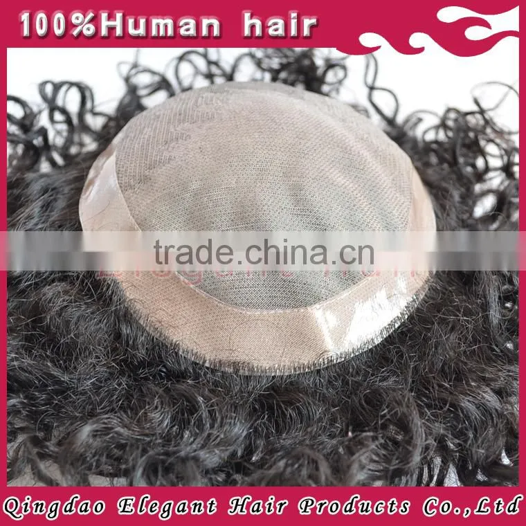 Qingdao hairpiece factory indian remy hair pu skin around the perimeter toupee