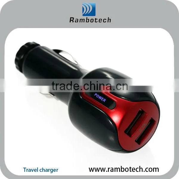 With usb power port for ipad iphone smartphone power 2 port usb car charger 12v