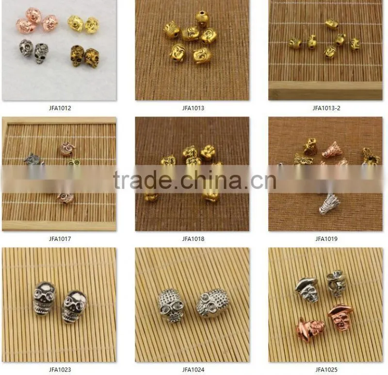JFA1047 Silver gold rose gold plated metal laughing buddha head beads