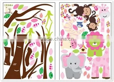 ALFOREVER hot sale the owl tree with other animals wall decals,kids owl decals