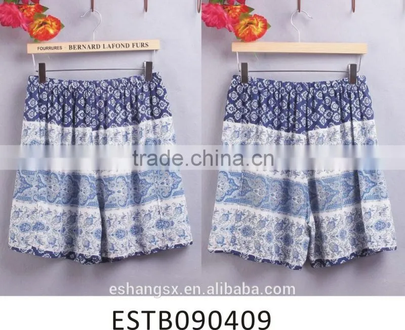 Ladies viscose printed short casual hot plain pants