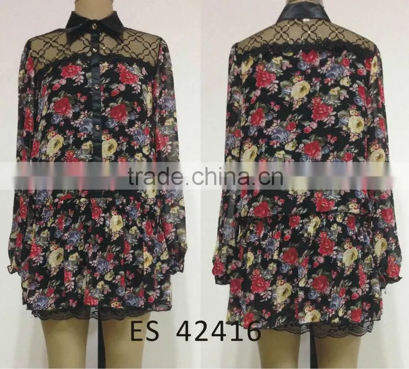 Ladies Chiffon PU shirt
