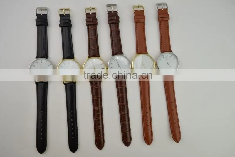 2016 Utra-thin slim case nylon strap watch, concise watch face with interchangeable strap, stainless steel back leather watch