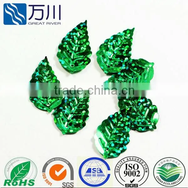 Green Bulk Color Loose Sequin in Leaf Shape in 2014 New Design
