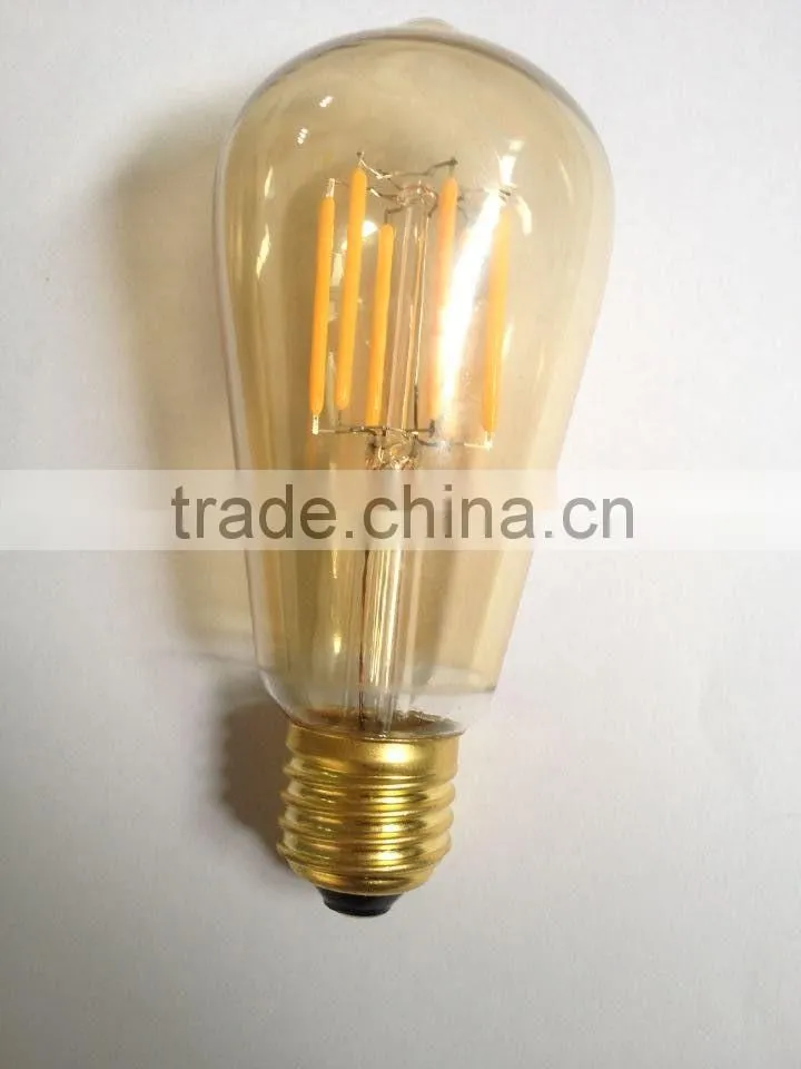 CE ETL VINTAGE EDISON 8W 6W E27 ST64 LED FILAMENT 110V BULB LED BULB LIGHTS DIMMABLE WITH AMBER GLASS led filament lamp FOR USA
