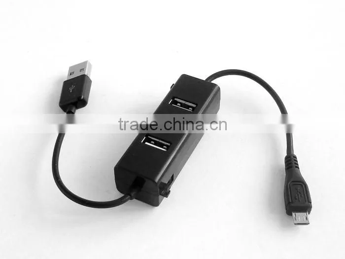 computer USB micro phone charge cable with 3 port usb hub