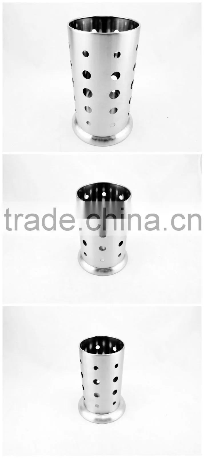 Multifunctional 0.6 MM Thick Stainless Steel Utensil Holder with Base for Modern Kitchen