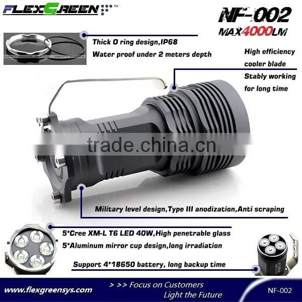Flexgreen 5xXML T6 40w 4000lm high bright led marine search light
