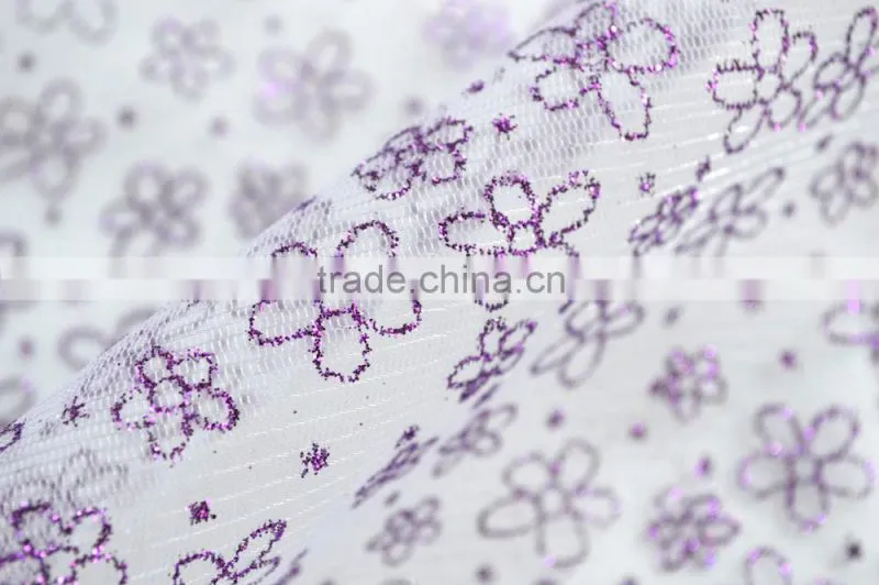 Polyester Tulle Metallic Printed Fabric for Decoration and Dress DSN 338