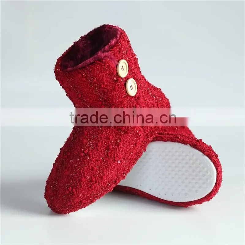 Ladies slipper boots with button