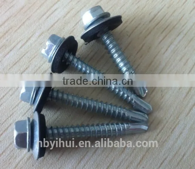 self drilling roofing screw with hex washer head
