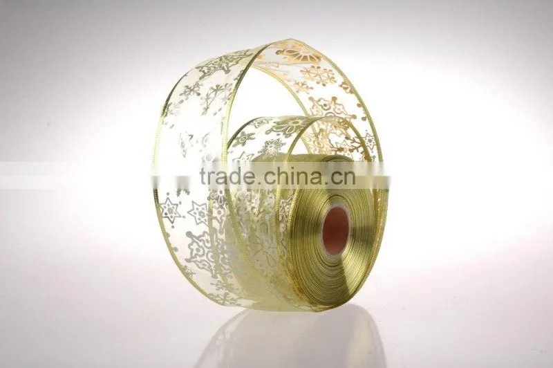 Wholesale Wire Edge Christmas Ribbon for Gift Packaging