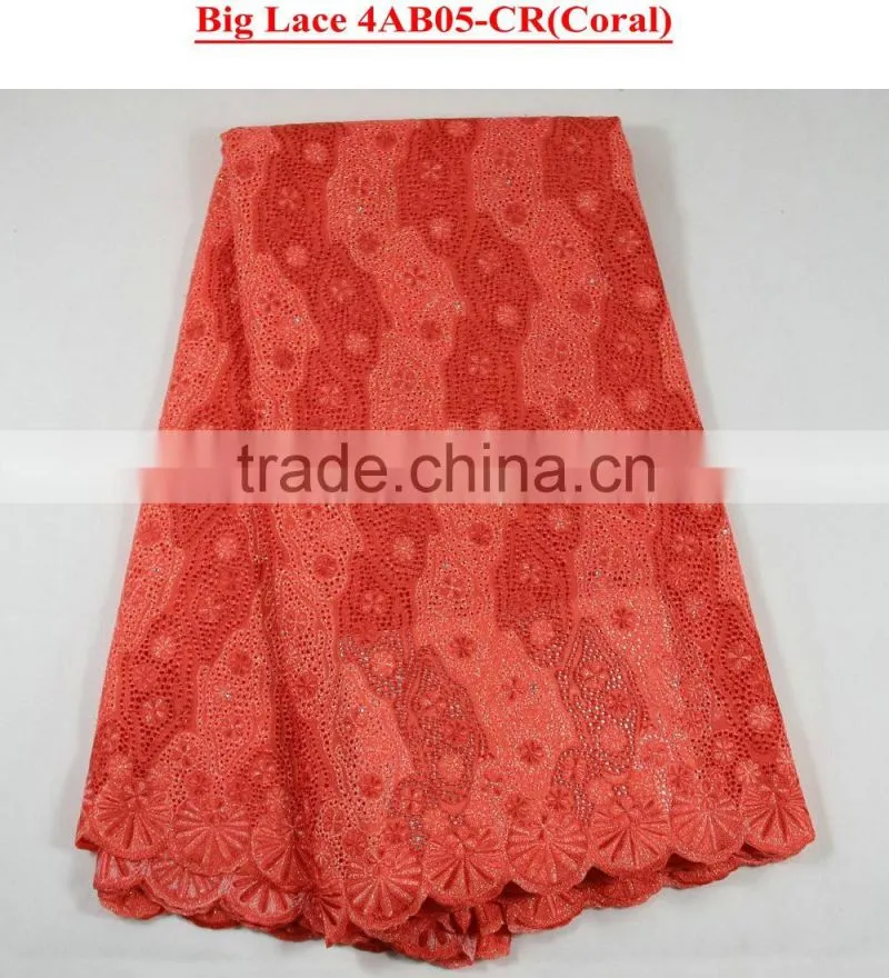 Latest design cotton voile fabric royal blue swiss voile lace