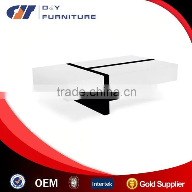 white retangle MDF coffee table with drawers