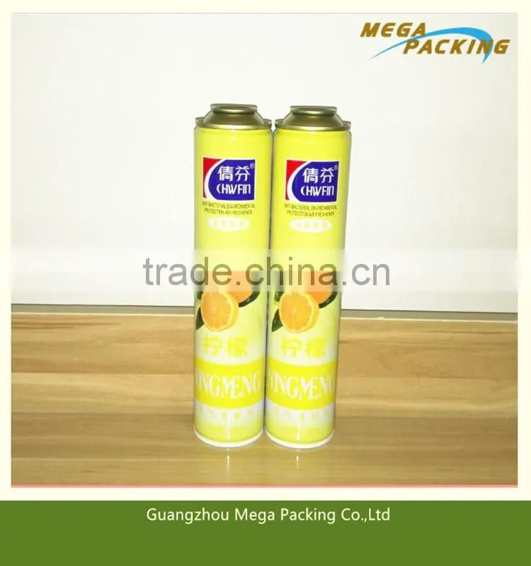 Lemon air cleaner spray aerosol can of diameter 52mm with CMYK