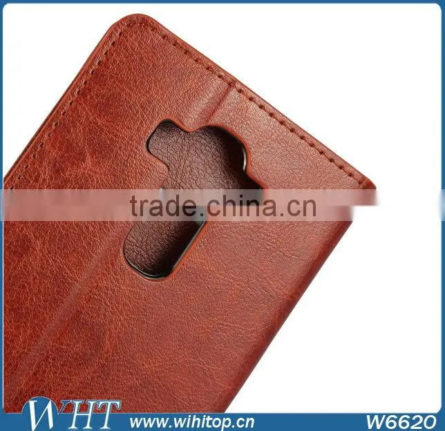 Wallet Style Magnetic Buckle Flip Cover Stand PC+PU Leather Case for LG G4