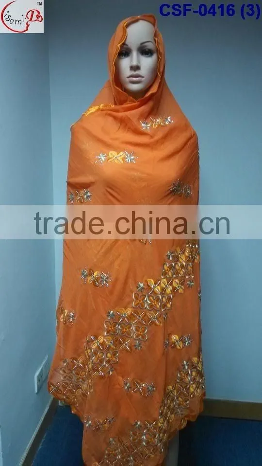 SCF-0416 High popular hot fashion ladies scarf with fancy design good quality for African women wedding party decoration