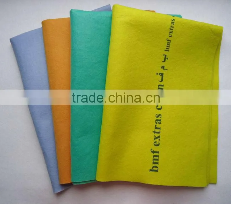 Viscose & polyester orange, yellow, blue, green germany nonwoven cleaning cloth for car, pet, floor, etc