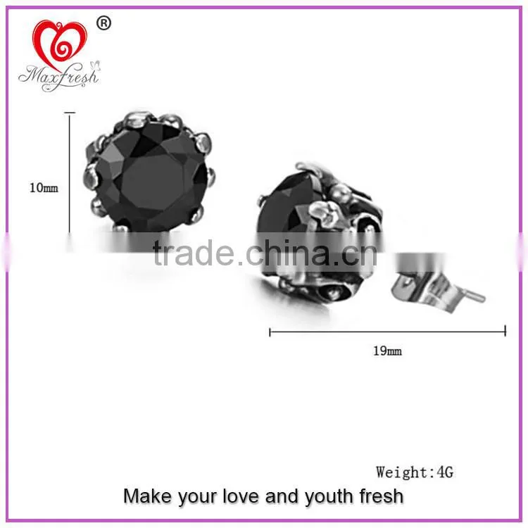Alibaba Wholesale Jewelry Hotsale Simple Unisex Round Cut Basket Rhinestone Zircon CZ Faceted Ear Stud Stainless Steel Earring