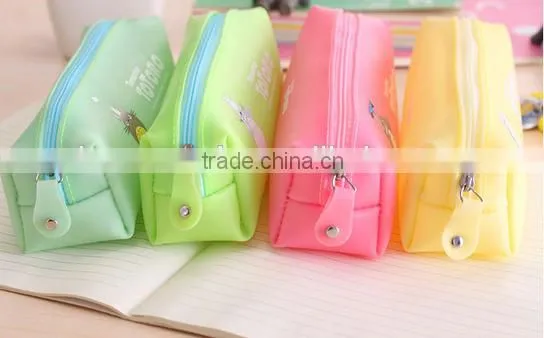 Promotion jelly candy silicone pencil case for girls