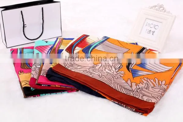 Beautiful new design polyester printed lady fashion scarf silk