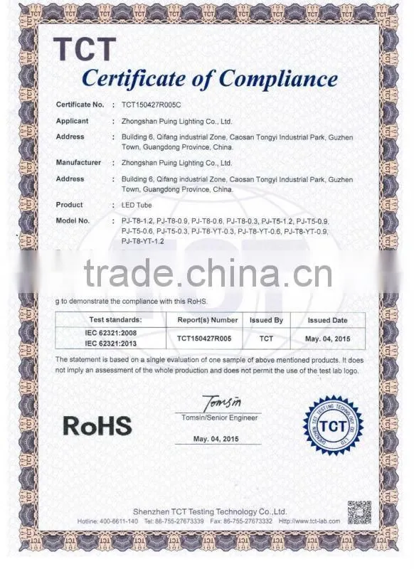 High Efficiency LED Fluorecent Lamp 1200mm 18w T8 LED Tube Light for living roum