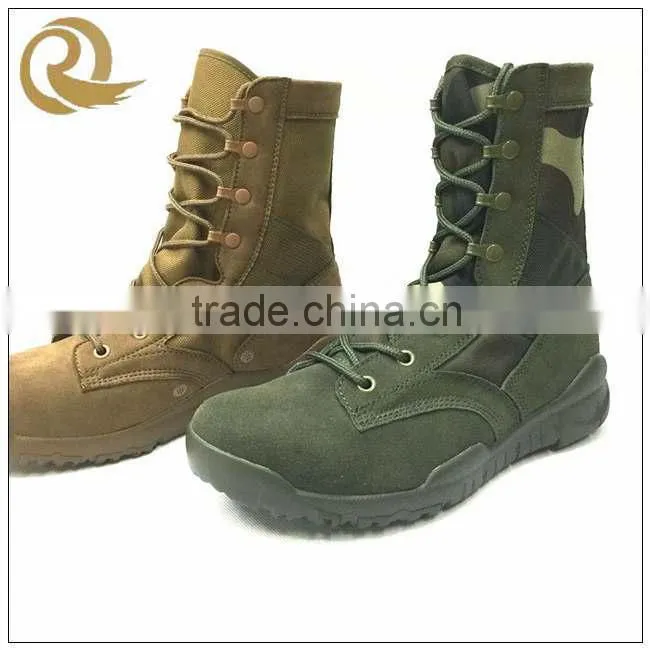 High quality army man leather lightweight green military boots