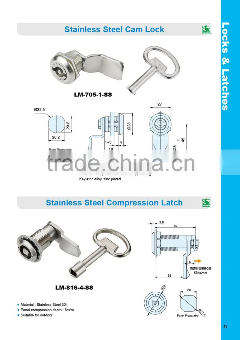 LM-705-1-SS Public telephones food equipment Switchboard metal panel lock