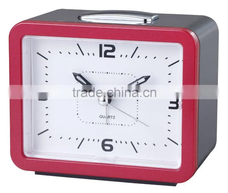 Blue or Red Bell Beep Square Quartz analog Alarm Clock for elderly