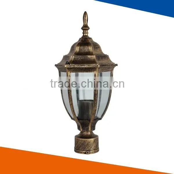 engergy saving classic black bronze outdoor pillar light, IP44, glass and die cast aluminium, 100W, E27, 12v 220v