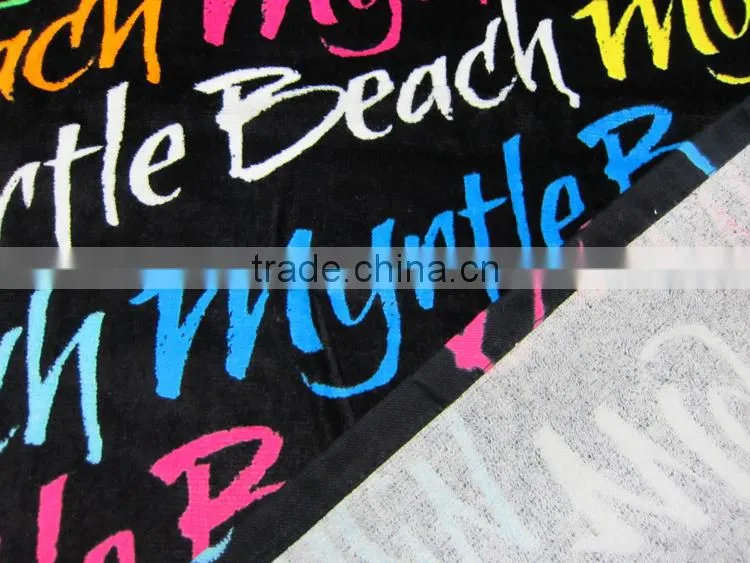100% cotton customized new fashion letter printed beach towel