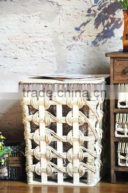 9 hand woven - pastoral style - solid - wooden dirty clothes basket - dirty clothes barrel - storage basket basket