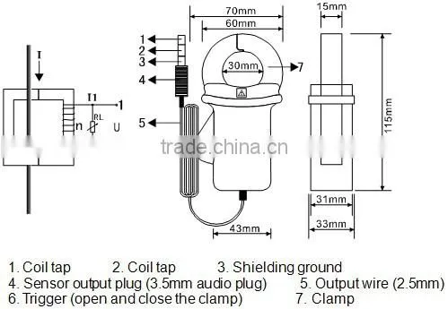 portable High Accuracy AC leakage current clamp sensor