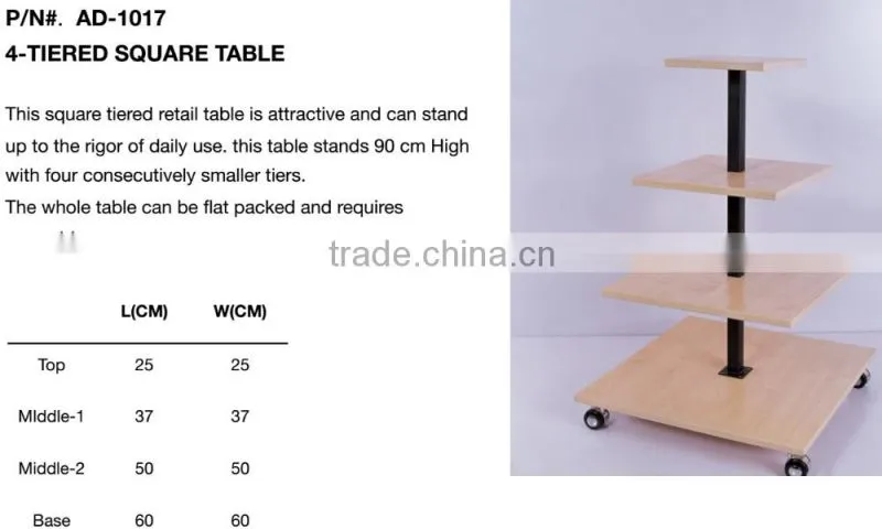 Four Tiered Rectangle Retail Clothing Display Table