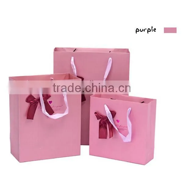 Colorful Ribbon Multiple Sizes Paper Bag For Gift