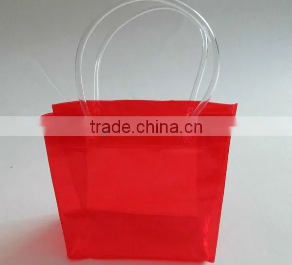 Die-cut PVC plastic handle bag with button for shopping/gift
