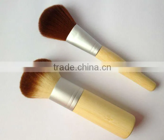 Jumbo makeup powder brush with bamboo handle