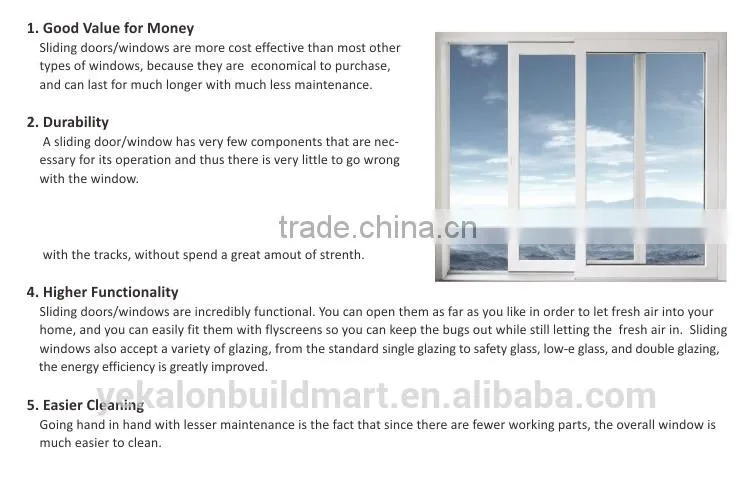 Yekalon Environmental UPVC window Sliding pvc window profile
